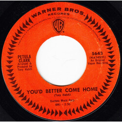 Petula Clark You'd Better Come Home USED VINYL 7INCH SINGLE 45 RPM