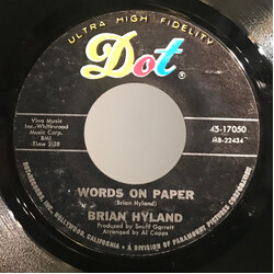 Brian Hyland Apologize / Words On Paper Vinyl 7" USED