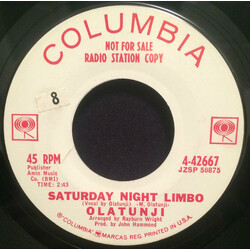 Babatunde Olatunji Saturday Night Limbo / Lady Kennedy USED VINYL 7INCH 45 RPM PROMO
