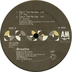 Breathe (3) Don't Tell Me Lies USED VINYL 12INCH SINGLE 45 RPM