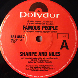 Sharpe & Niles Famous People USED VINYL 7INCH 45 RPM SINGLE