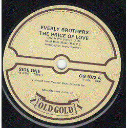 Everly Brothers The Price Of Love / Crying In The Rain USED VINYL 7INCH 45 RPM SINGLE STEREO