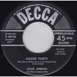 Louis Jordan And His Tympany Five House Party USED VINYL 7INCH 45 RPM SINGLE