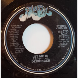 Derringer (2) Let Me In USED VINYL 7INCH 45 RPM SINGLE PROMO