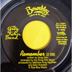 Greg Kihn Band Remember USED VINYL 7INCH 45 RPM PROMO STYRENE STEREO
