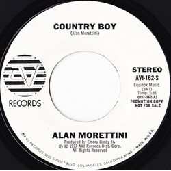 Alan Morettini Country Boy USED VINYL 7INCH 45 RPM PROMO