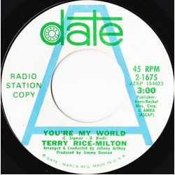 Terry Rice-Milton You're My World Vinyl 7" USED