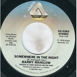 Barry Manilow Somewhere In The Night USED VINYL 7INCH 45 RPM SINGLE STYRENE