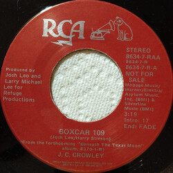 J.C. Crowley Boxcar 109 USED VINYL 7INCH 45 RPM PROMO STEREO