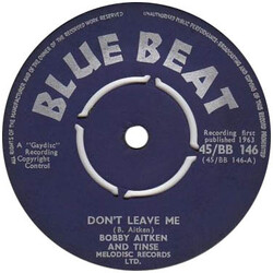 Bobby Aitken / Tinse Don't Leave Me / Mom & Dad USED VINYL 7INCH 45 RPM SINGLE