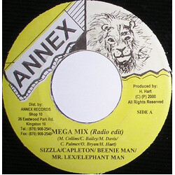Sizzla / Capleton / Beenie Man / Mr. Lexx / Elephant Man Mega Mix USED VINYL 7INCH 45 RPM