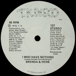 Brenda & Herb I Who Have Nothing Vinyl 12" USED