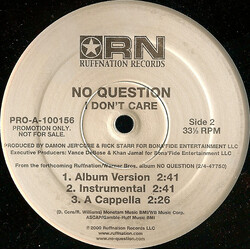 No Question I Don't Care USED VINYL 12INCH 33 S RPM PROMO