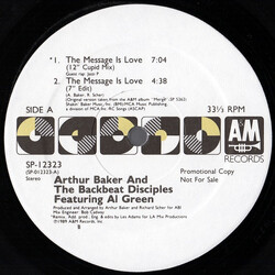 Arthur Baker And The Backbeat Disciples The Message Is Love USED VINYL 12INCH PROMO 33 S RPM