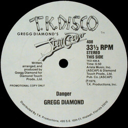 Gregg Diamond Danger / Stand Up And Dance USED VINYL 12INCH 33 S RPM PROMO STEREO
