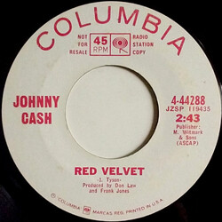 Johnny Cash Red Velvet / The Wind Changes USED VINYL 7INCH 45 RPM SINGLE PROMO STYRENE