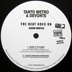 Tanto Metro & Devonte The Beat Goes On (Album Sampler) USED VINYL 12INCH PROMO SAMPLER 33 S RPM