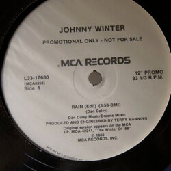 Johnny Winter Rain USED VINYL 12INCH 33 S RPM PROMO