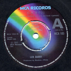 Len Barry 1-2-3 / Bullseye USED VINYL 7INCH 45 RPM PROMO REISSUE