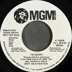 Joey Heatherton I'm Sorry USED VINYL 7INCH 45 RPM SINGLE PROMO STYRENE STEREO MONO