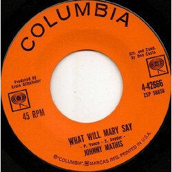 Johnny Mathis What Will Mary Say Vinyl 7" USED