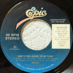 Exile (7) She's Too Good To Be True USED VINYL 7INCH 45 RPM PROMO