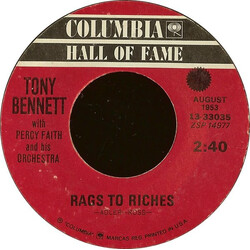 Tony Bennett Rags To Riches / One For My Baby (And One More For The Road) USED VINYL 7INCH 45 RPM