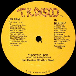 Ban Deetoe Rhythm Band Cisco's Disco / Keem-O-Sabe VINYL 12" USED