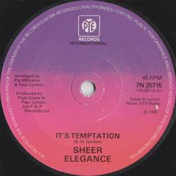 Sheer Elegance It's Temptation USED VINYL 7INCH 45 RPM SINGLE