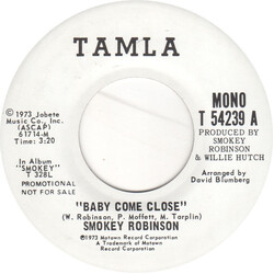 Smokey Robinson Baby Come Close USED VINYL 7INCH 45 RPM PROMO STEREO MONO