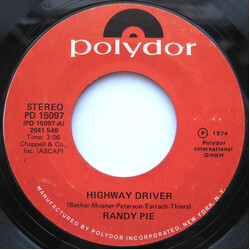 Randy Pie Highway Driver USED VINYL 7INCH 45 RPM SINGLE STEREO