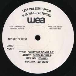 Busta Rhymes What's It Gonna Be USED VINYL 12INCH 33 S RPM TEST PRESSING