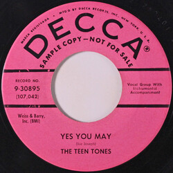 The Teen Tones Yes You May / Don't Call Me Baby, I'll Call You USED VINYL 7INCH 45 RPM SINGLE PROMO