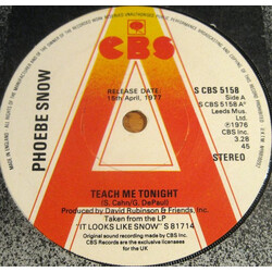 Phoebe Snow Teach Me Tonight Vinyl 7" USED