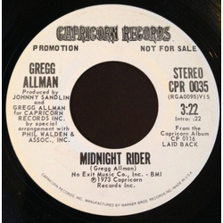Gregg Allman Midnight Rider Vinyl 7" USED