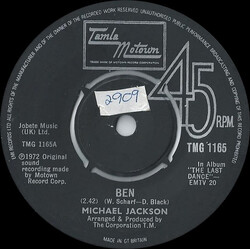 Michael Jackson / Marvin Gaye Ben / Abraham, Martin And John USED VINYL 7INCH 45 RPM