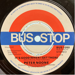 Peter Noone It's Good When I Get There Vinyl 7" USED