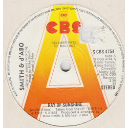 Smith & D'Abo Ray Of Sunshine USED VINYL 7INCH 45 RPM SINGLE PROMO