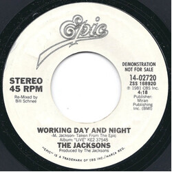 The Jacksons Working Day And Night USED VINYL 7INCH 45 RPM PROMO STYRENE
