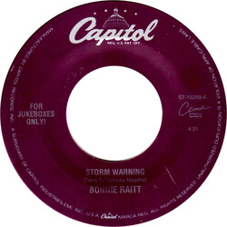 Bonnie Raitt Storm Warning USED VINYL 7INCH 45 RPM JUKEBOX REPRESS