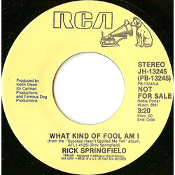 Rick Springfield What Kind Of Fool Am I USED VINYL 7INCH 45 RPM SINGLE PROMO STEREO MONO