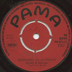 Stranger & Gladdy Dedicated To Illiteracy USED VINYL 7INCH 45 RPM