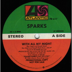 Sparks With All My Might USED VINYL 12INCH 33 S RPM PROMO