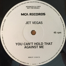 Jet Vegas You Can't Hold That Against Me USED VINYL 12INCH 45 RPM PROMO
