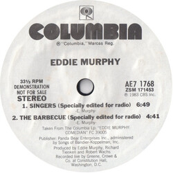 Eddie Murphy Singers / The Barbecue USED VINYL 7INCH 33 S RPM PROMO STYRENE