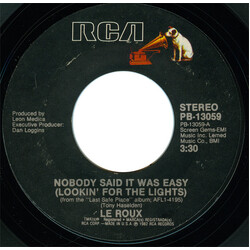 Le Roux Nobody Said It Was Easy (Lookin' For The Lights) USED VINYL 7INCH SINGLE STYRENE