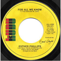 Esther Phillips For All We Know / Fever USED VINYL 7INCH 45 RPM SINGLE STYRENE