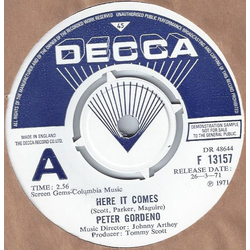 Peter Gordeno (2) Here It Comes Vinyl 7" USED