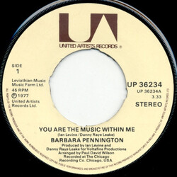 Barbara Pennington You Are The Music Within Me USED VINYL 7INCH 45 RPM SINGLE