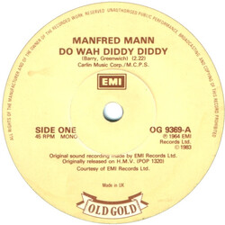 Manfred Mann Do Wah Diddy Diddy USED VINYL 7INCH SINGLE MONO